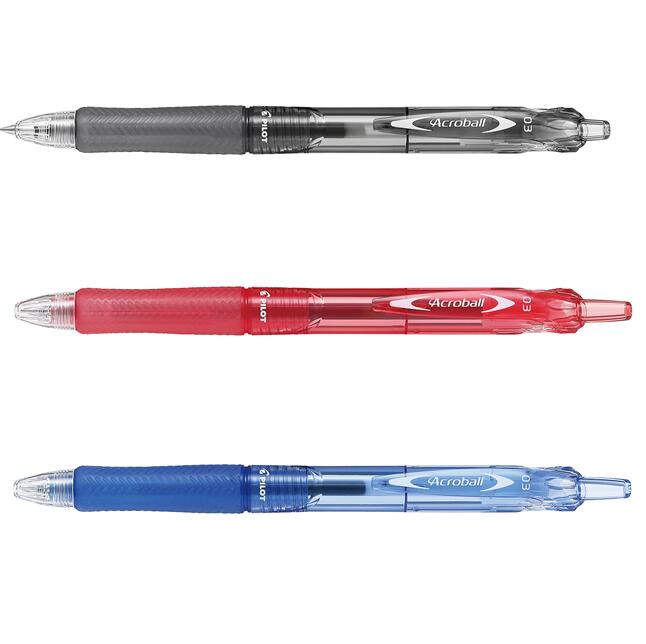 ■油性ボールペン ■製品名：アクロボール 150（激細） ■品番：BAB-15MF ■ペン先：激細0.3mmボール ■方式：ノック式 ■インキ：アクロインキ（油性） ■インキ色：黒・赤・青 ■替芯： BRFV-10 ※アクロボール【BAB-15MF】【BAB-15F】【BAB-15EF】【BAB-15M】用