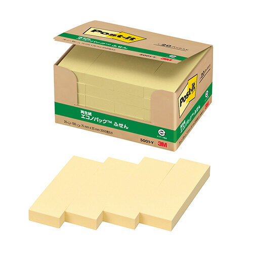Rakuten - [住友スリーエム]ポストイット再生紙エコノパック(25x75mm)黄【5001-Y】