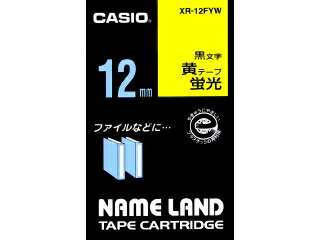 Rakuten - [カシオ]ネームランドテープ蛍光黄　黒文字【XR-12FYW】