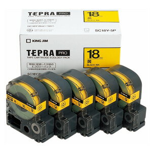 [キングジム]テプラテープ　エコパック5個入黄ラベル黒文字【SC18Y-5P】(2.0)