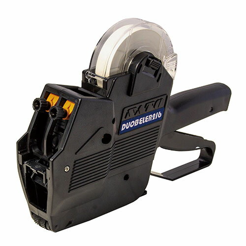 ●2段印字が可能。 ●黒赤2色の印字が可能。 ●半糊ラベルが使用可能。 ●1巻当たりのラベル枚数は、1500枚。（半糊は800枚／巻） 品番：WA2010026 商品コード：13771 JANコード：4993191120601 ●本体サイズ：幅254×奥56×高178mm ●重量：410g ●表示形態：6列（上段8列） ●材質：ABS樹脂　