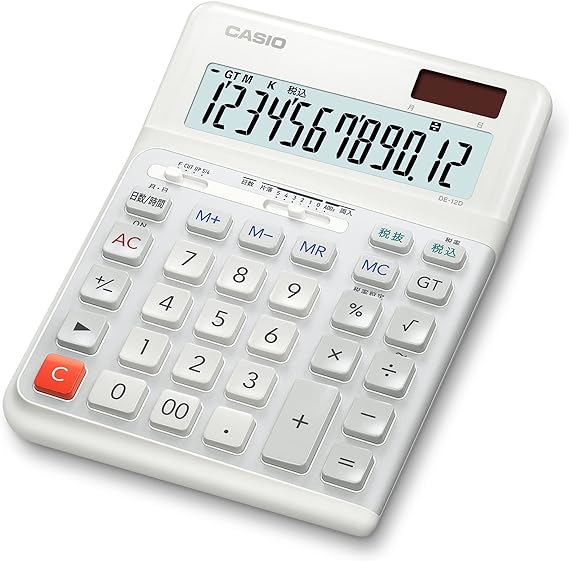 [カシオ計算機][R品・カシオによる再生品]人間工学電卓 大型卓上【DE-12D-WE-N】本格実務電卓 12桁 デスクサイズ