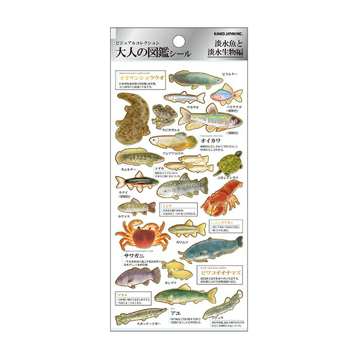 大人の図鑑　シール　淡水魚と淡水生物柄　228113　[M便 1/20]のサムネイル