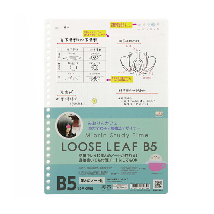 ルーズリーフ　B5　みおりんStudy Time　まとめノート用　4901770679648　[M便 1/7]のサムネイル