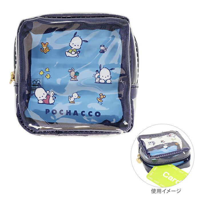 レトロサンリオキャラクターズ　スクエアクリアポーチ　ポチャッコ柄　4901770721576　[M便 1/6]