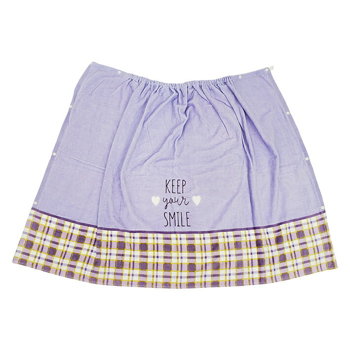 巻きタオルL　80cm丈　ラベンダーチェック柄　MN495400　[M便 1/1]