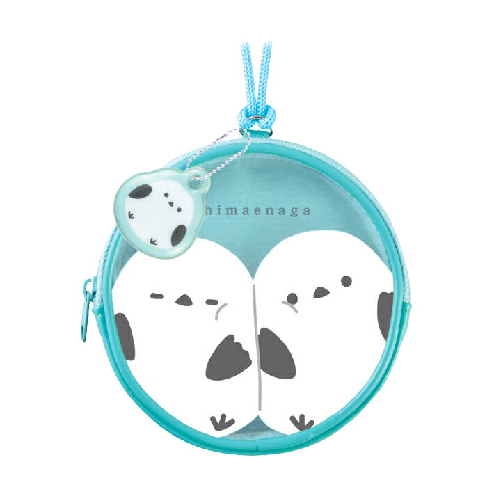 ショルダー付き丸形コインポーチ　シマエナガ柄　126406　[M便 1/2]