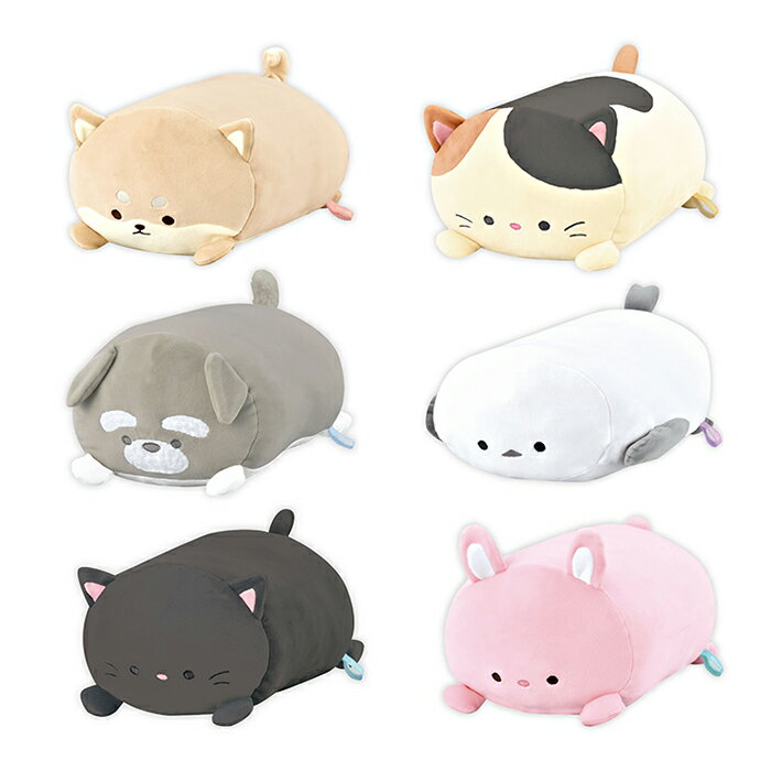 あにまるピロークッション　シバイヌ/ミケネコ/シュナウザー/シマエナガ/クロネコ/ウサギ柄