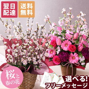 花 誕生日 桜 あす楽 平日14時まで 早春のおまかせ桜アレンジ Mサイズ 送料無料 即日発送 春の花 フラワー 花 生花 歓迎 退職 女性 誕生日プレゼント 結婚記念日 祝い 送別 出産祝 開店 開店祝