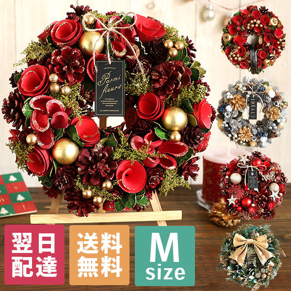 【最短翌日届け 14時まで】 リース クリスマスリース ナチュラルリース Mサイズ 送料無料 直径約20cm以..
