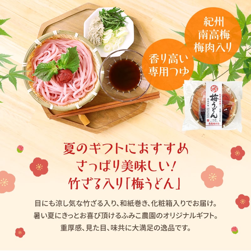 爽やかさ 香り立つ。紀州南高梅肉を独自の製法で麺に練り込んだ 人気の冷やし うどん papa sum　プレゼント 食べ物 70代 竹かご付 紀州 冷し梅うどんセット（大盛り5人前） ボリューム満点！ 麺大盛り150g 低塩梅干、めんつゆ、竹ざる付 うどん日本一選手権準優勝 専用つゆ付 5個