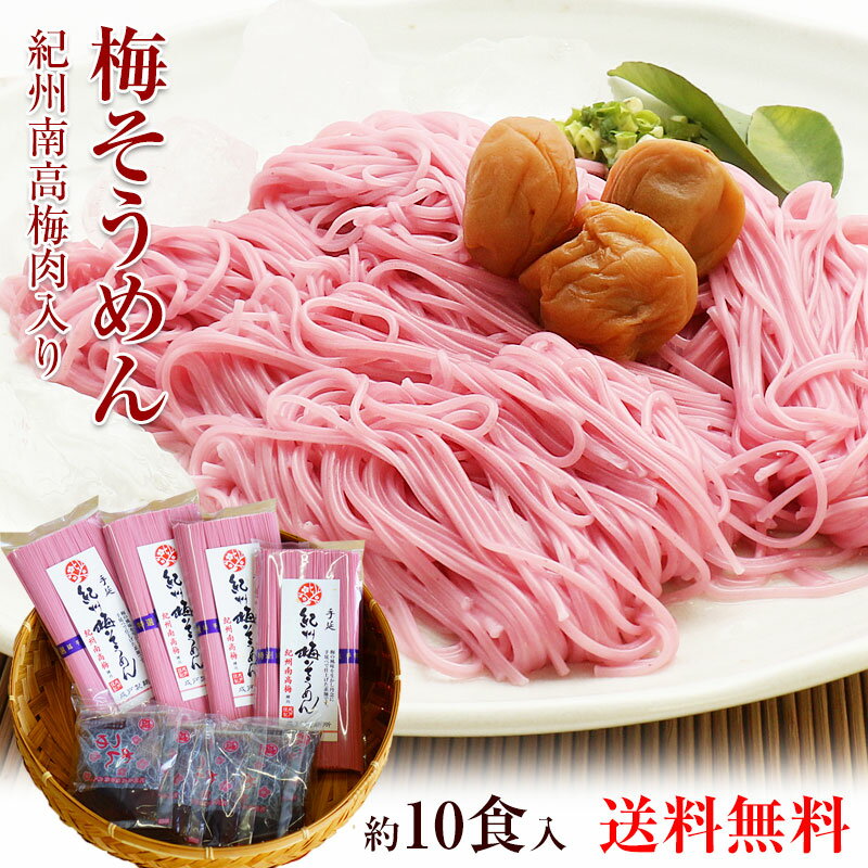 お中元 御中元 送料無料 南高梅肉入 梅そうめんセット1kg約10食分（梅そうめん250g×4袋、梅めんつゆ50ml×10袋）さっぱり美味しい！夏に人気の梅素麺セット 内祝い 残暑見舞い 御供 お中元ギフト 御中元プレゼント