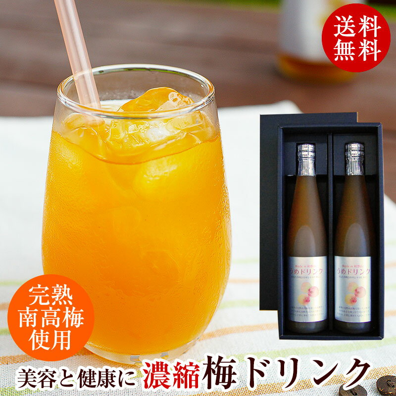 送料無料 お持たせ 手土産 贈り物 内祝 ギフト プレゼント 健康ギフト ヘルシー 完熟梅ジュース(紀州南高梅使用)500ml 2本セット化粧箱入 2倍濃縮タイ...