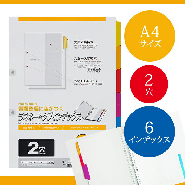 【A4サイズ】マルマン ラミネートタブインデックス 2穴 6山 6枚（LT4206）/maruman/インデックスシート