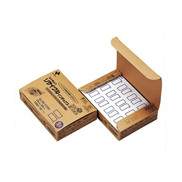 ニチバン／マイタック　リサイクルインデックス　ブンボックス（MLBB-132BR）粘着ラベル　大容量　12片×100シート入・1200片入　中　青枠　インクジェットプリンタ印字可能　NICHIBAN