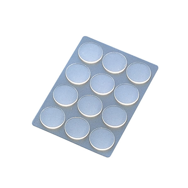 プラス/粘着ピン<リピタック>(AT-020AU・30-905) クリアー 12片入り 直径20mm 貼ってはがせて、また貼れる、掲示用両面粘着シート