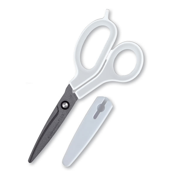 【はさみ】PLUS/フィットカットカーブ SC-175AF ジャストグリップ(細かい作業も得意な左右非対称型) フッ素コート ホワイト/グレー プラス 34-5...