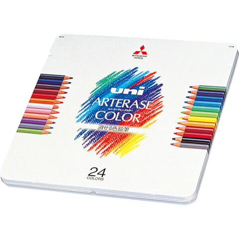 【24色セット】三菱鉛筆／ユニ アーテレーズカラー（消せる色鉛筆）丸軸 (UAC24C) 紙を傷めず消しゴムで消せる！デザインやスケッチ、イラストなどに。 MITSUBISHI PENCIL