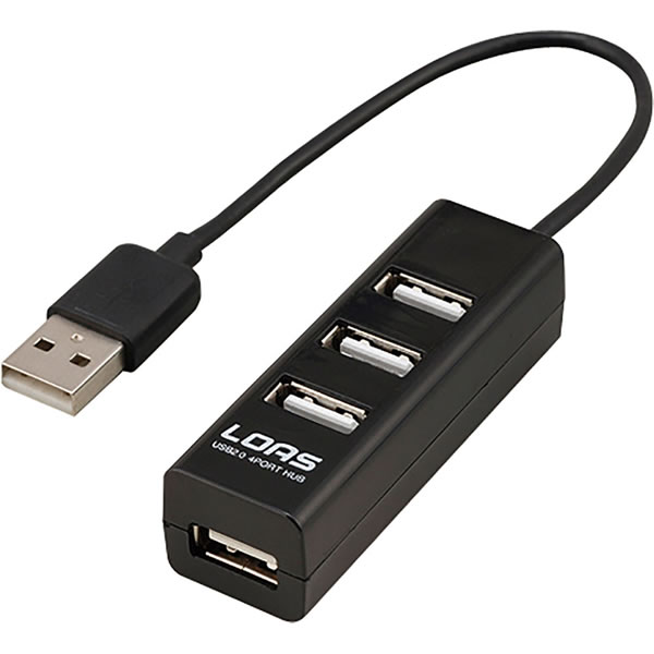 ナカバヤシ／4ポートUSB2.0 ハブ ブラ