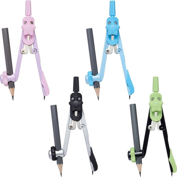 【全4色】レイメイ藤井／ロックパス 鉛筆タイプ (JC481) コンパス 名前シール付　ブレないから回しやすい　学童文具　小学校　Raymayのサムネイル