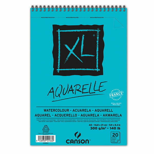 【5冊セット】マルマン/輸入スケッチブック キャンソン XL アクアレル A5 (082-843) maruman