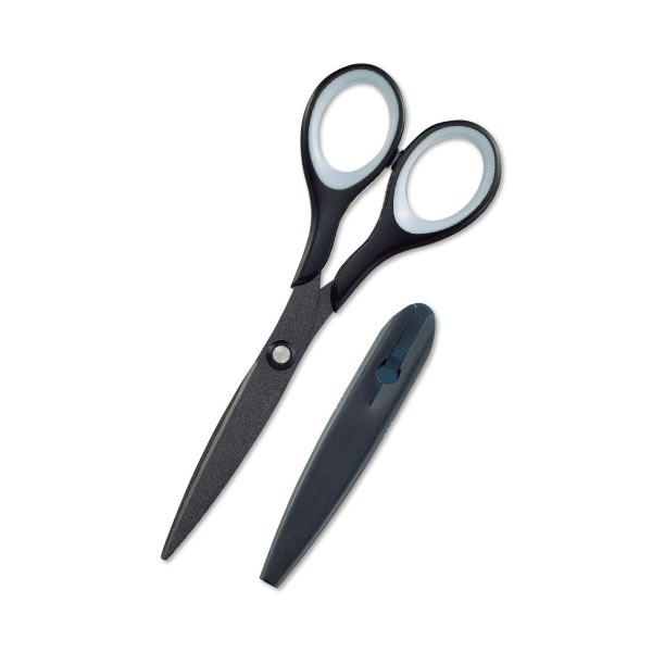 【はさみ】プラス/フィットカット・スリムスタイル(SC-160SF・34-156)ブラック 長さ160mm 刃渡り65mm フッ素コート仕様 ペンケースやペンス...