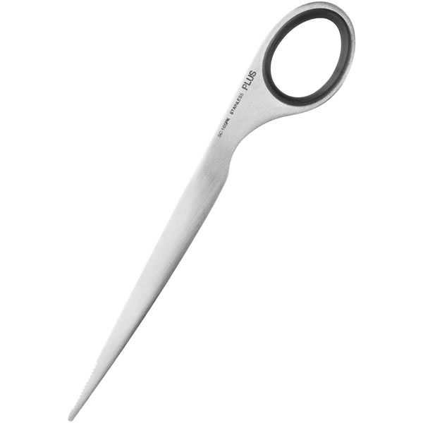 プラス/ステンレスペーパーナイフ(SC-165PK・34-949)本体シルバー リングブラック 長さ165mm 紙の切り出しがしやすいギザ刃付き