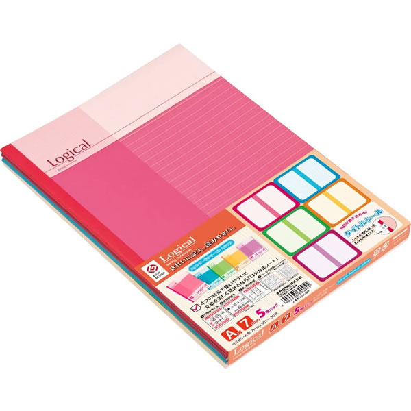 【B5サイズ】ナカバヤシ/ロジカルノート B5 A罫 5冊パック カラフル(ノ-B510A-5P) Logical Nakabayashi