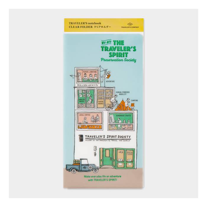 【2026年版】トラベラーズノート クリアホルダー 2026（14499006）三つ折りにしたA4の書類やチケット、ポストカードなどをざっくり入れてトラベラーズノートと一緒に持ち歩くことができます