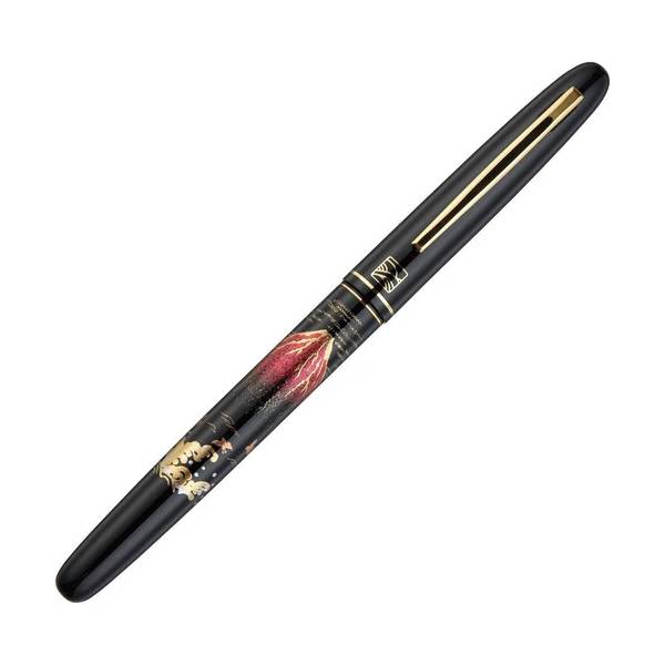 呉竹／くれ竹万年毛筆 蒔絵物語（赤富士・黒）DU184-215 蒔絵の華やかな世界を再現した特別な1本！