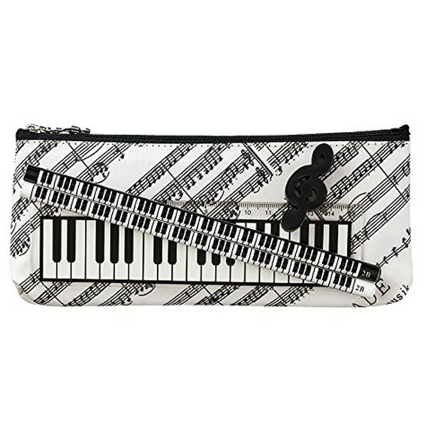 【在庫残り僅か!】ナカノ/アイネクライネ ペンポーチセット ブラック(SS99BL)音符柄の可愛い筆記用具 2B 鉛筆・スケール・ト音記号消しゴム 小学生 プレ...