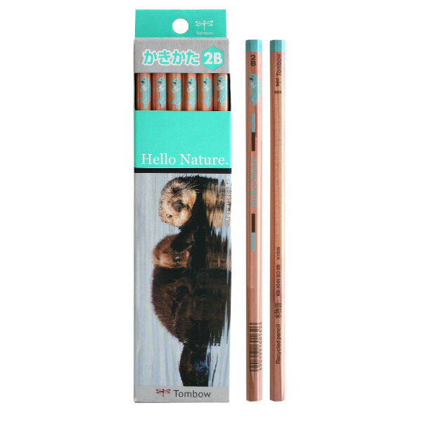 【硬度：B/2B】トンボ鉛筆／かきかた鉛筆＜ハローネイチャー＞KB-KHNSO（ラッコ）六角・1ダース 端材をつないでつくったやさしい鉛筆【学童用品】のサムネイル