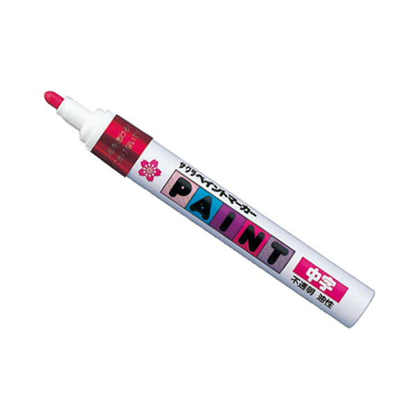 サクラクレパス／ペイントマーカー PMK-B#19 中字 アカ 赤 油性 (PMKB#19アカ) Sakura craypas 濃い色の上でも鮮やかに発色します。 bungle-10026759 ぶんぐる パッケージ画像