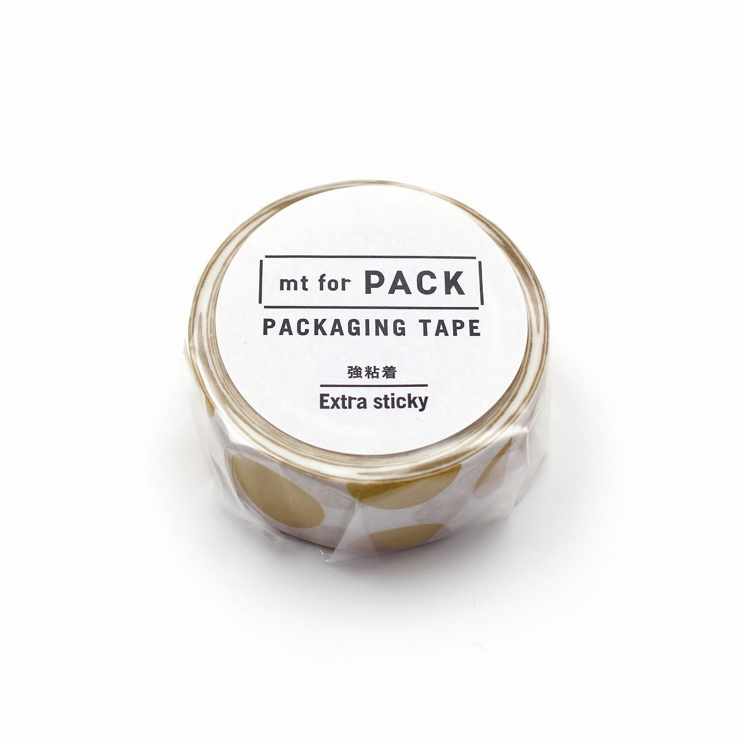 カモ井加工紙 ／梱包用粘着テープ 　mt for PACK 　強粘着　【ドット・金】　MTPACK06　25mm×15m
