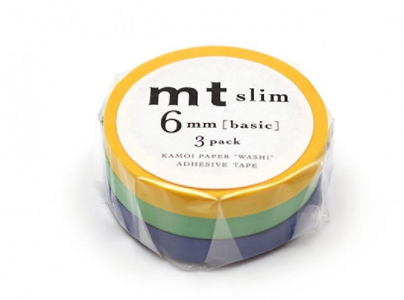 樂天商城 - カモ井加工紙 ／ マスキングテープ mt slim 6mm 　イエロー・若緑・瑠璃　(6mm×7m)　（MTSLIM13R）3巻セット