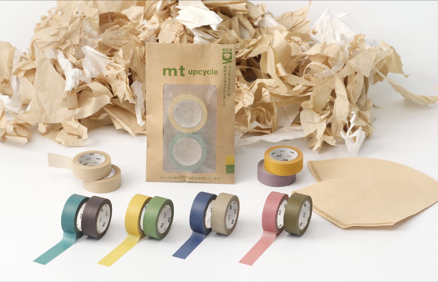 樂天商城 - カモ井加工紙 マスキングテープ アップサイクル 無地 mt upcycle tape （15mm×7m） 2個入り コーヒーフィルター廃材 未晒 / みず×灰紫 / イエロー×ラベンダー / ローズピンク×鶯 / パステルレモン×若緑 / ブルー×パステルグレー 【mt02UP】