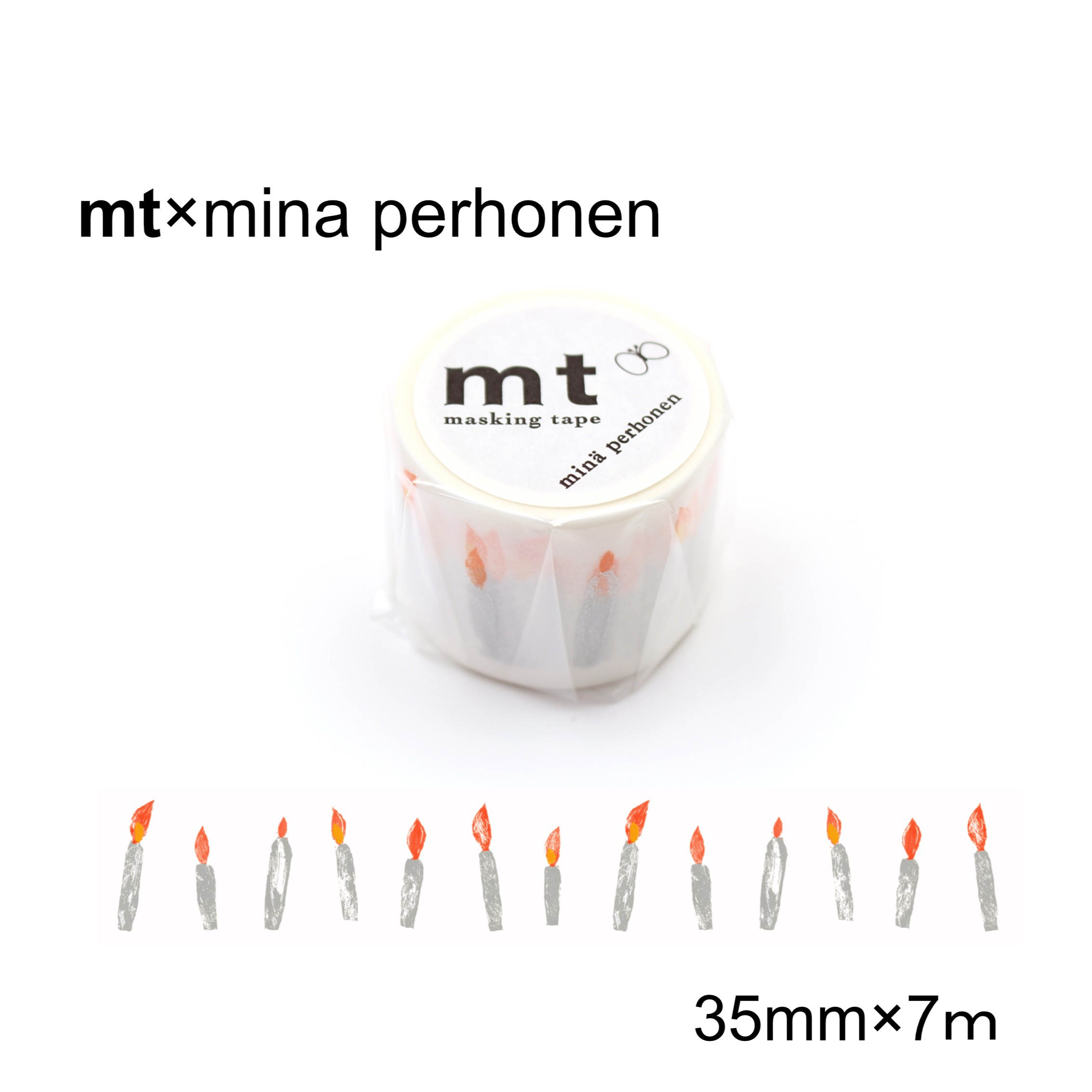 カモ井加工紙 ／ マスキングテープ mina perhonen mt×mina perhonen candle（MTMINA39）幅35mm×長さ7m【ミナ・ペルホネン】