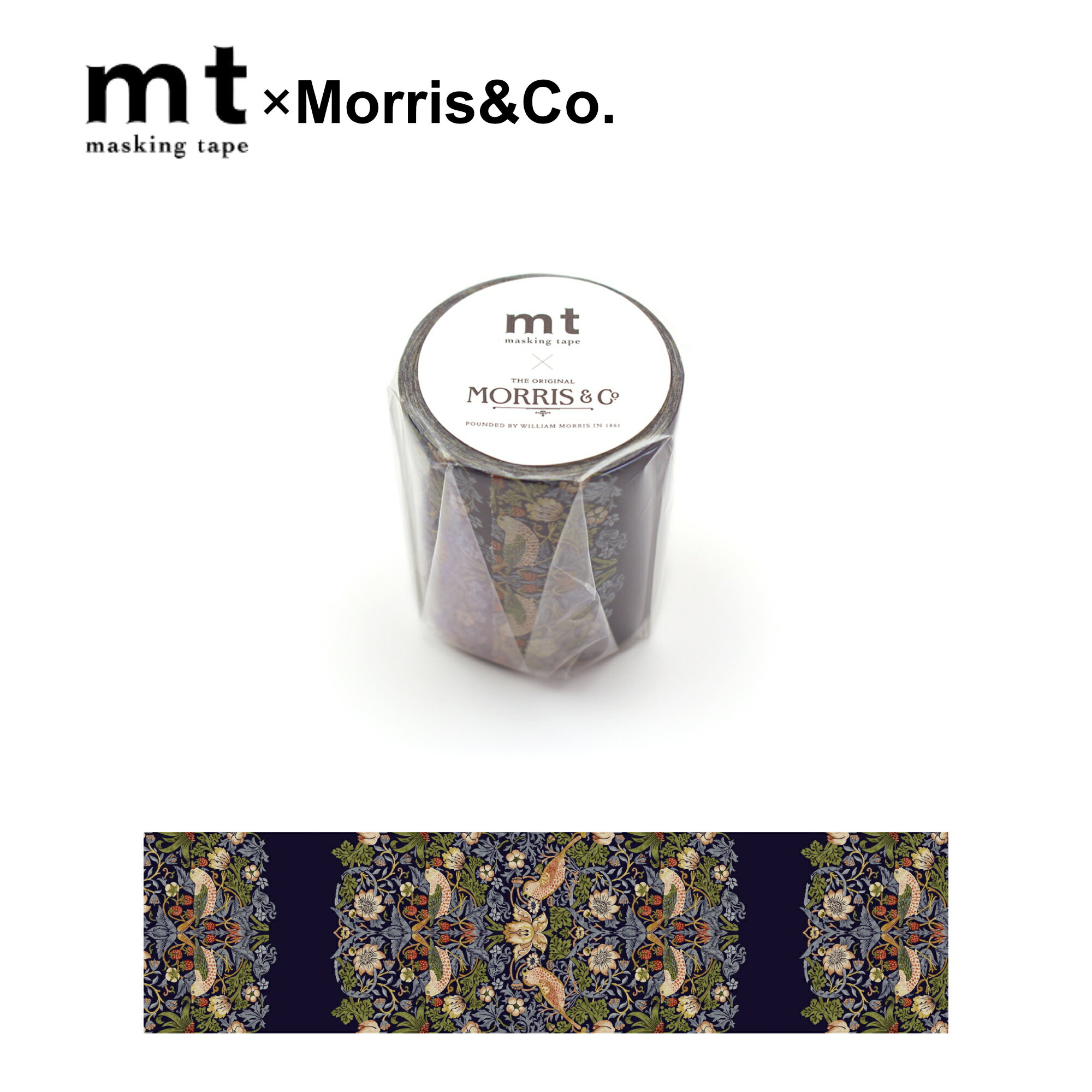 商品説明 mt×Morris&co.　 世界で活躍するアーティストたちとのコラボレーション! 英国の美しきデザインmt×ウィリアム・モリス もしウィリアム・モリスが生きていたら、どんなデザインをするだろう? 没後120年、モリスの代表的なデザインがそぎ落とされた背景、 ニュートラルカラーで現代の暮らしにふさわしい表情に生まれ変わりました。 新しいモリスをお楽しみください。 【イメージ画像】 ※メーカー取り寄せ商品も為ご注文後にメーカーへ発注いたします。 その為メーカー欠品の場合がございます。予めご了承ください。 その場合改めて当店よりご連絡いたします。 商品仕様 本体寸法 幅：50mm ×　長さ：7m