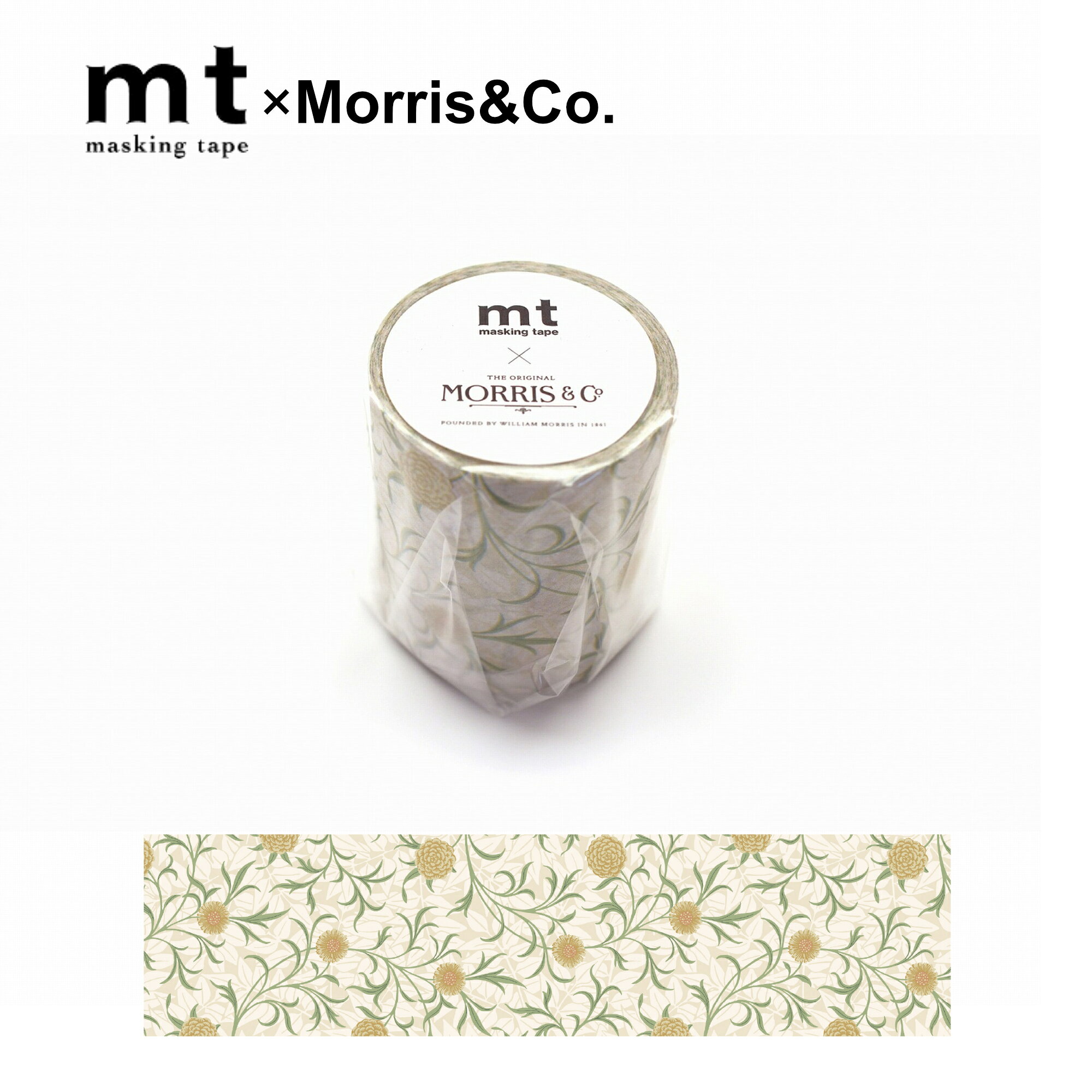 商品説明 mt×Morris&co.　 世界で活躍するアーティストたちとのコラボレーション! 英国の美しきデザインmt×ウィリアム・モリス もしウィリアム・モリスが生きていたら、どんなデザインをするだろう? 没後120年、モリスの代表的なデザインがそぎ落とされた背景、 ニュートラルカラーで現代の暮らしにふさわしい表情に生まれ変わりました。 新しいモリスをお楽しみください。 【イメージ画像】 ※メーカー取り寄せ商品も為ご注文後にメーカーへ発注いたします。 その為メーカー欠品の場合がございます。予めご了承ください。 その場合改めて当店よりご連絡いたします。 商品仕様 本体寸法 幅：50mm ×　長さ：7m