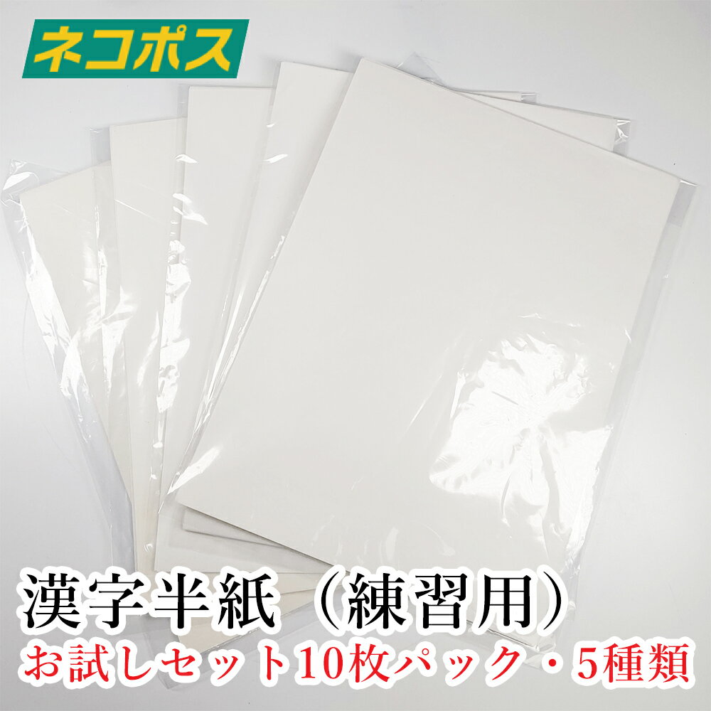 漢字用半紙お試しセット 10枚×5種　 書道用品 書道用紙 書道半紙 お試し 漢字用　練習用