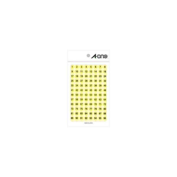 Labels - A-one エーワン 08085 特殊ラベル 数字 蛍光黄 丸型 9mm 4シート スリーエム 径9mm 特殊ラベル数字 08085イエロー 1パック 直径9mm 丸形 9ミリ