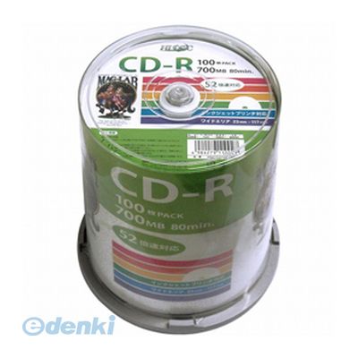 CD-RW - 【個数：1個】 直送 代引不可・同梱不可 HDCR80GP100 HI DISC CD−R 700MB 100枚スピンドル データ用 52倍速対応 白ワイドプリンタブル