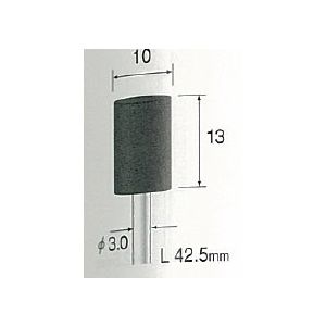 ミニターメーカーお問い合わせ：03-3633-7181●先端径：φ10●粒度：#60●シャンク径:φ3●最高回転数：45000●入り数：10●特長：一般研削に幅広く使用できます。●結合度：P、結合剤：B、砥粒：A●適合素材：工具鋼、合金鋼、一般鋼、ステンレス、アルミニウム、銅