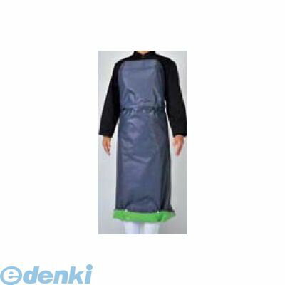 7748470 抗菌フィット前掛ガードロン L 紺／緑 4548170264847