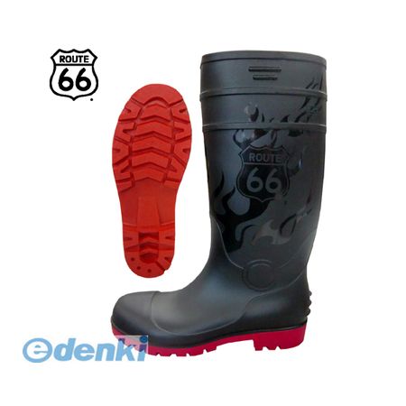 富士手袋工業 FUJITE 4907534668071 66−80 ルート66 PVC安全ブーツ 黒 3L