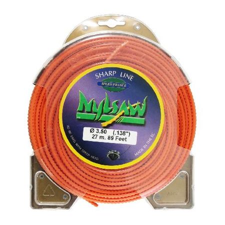 【商品説明】●脅威の太刃 プロ用3.5mm!Gプロカッター用純正刃! NYLSAW(ネイルソー)安全性向上のナイロン刃!切れ味鋭いギザ目刃!刈払い機用。●電気刈払機もOK!太さ;3.5mm x 長さ;約27m