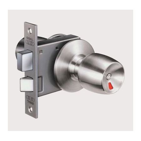 【商品説明】●インテグラル錠　UCシリーズ●仕様：表示錠（エマーシル付）●バックセット：64mm●フロントサイズ：H130mm×W25mm●握玉（ノブ）：Q型●勝手：左右、内外共通●取付可能扉厚：33mm以上〜43mm未満●室内側：ノブ（サムターン）●室外側：ノブ（非常解除装置）●材質／仕上：ステンレスヘアーライン（S11）