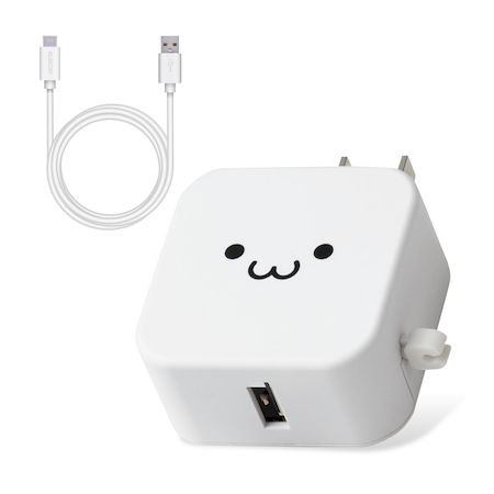 エレコム ELECOM MPA-ACC23WF スマホ充電器 AC充電器 タイプC USB−C ケーブル付 1．5m USBポート×1 ホワイトフェイス ケーブルクリップ MPAACC23WF(2.0)