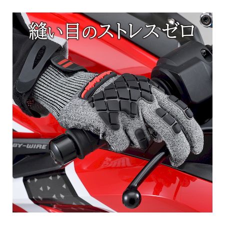 デイトナ DAYTONA 19980 ヘンリービギンズ バイク用 インナーグローブ Lサイズ ブラック／レッド 耐摩擦性 プロテクト ストレッチ シームレス 春夏秋 HBG−060