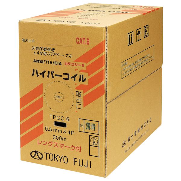 冨士電線 TPCC6 0.5X4P(BL) (CAT6) UTPケ-ブル CAT6 単線 フジ 300m巻き TPCC60.5X4P(BL)(CAT6)
